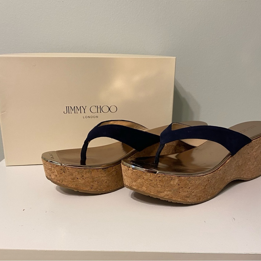 Jimmy Choo Blue Platform Shoes; Pathos Navy Suede